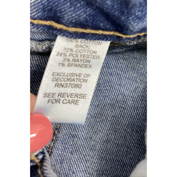 Est 1946 Denim Jeans Womens Size 14 Medium‎ Wash Denim Raw Hem Patches Distress - Picture 4 of 12